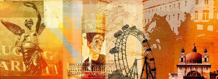 Künstlerische Collage mit Wiener Motiven